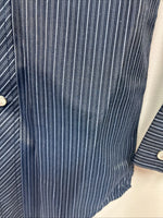 New Kids White Horse Blue Stripe Long Sleeve Pearl Snap Small DD-137