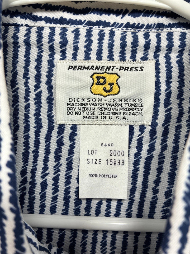 New Men’s Dickson Jenkins Blue White Stripe Long Sleeve Pearl Snap Medium T-90