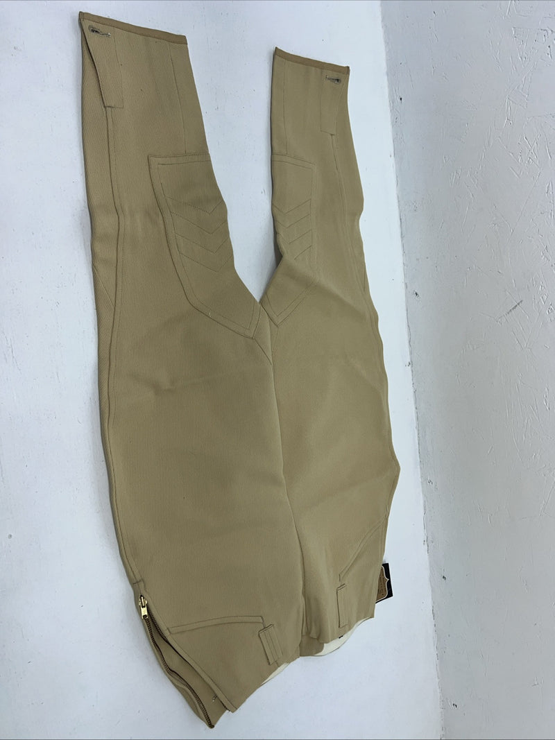 New Women’s Tan Equestrian Equi-stretch English Riding Breeches. 14 D-60