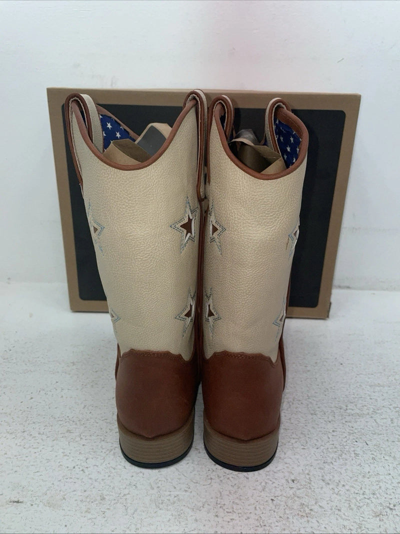 New Youth Brown DBL Barrel Cowboy Boots. 4471402 5.5 5 1/2. 2-105