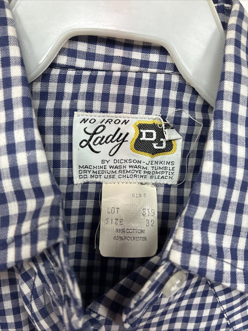 New Women’s Dickson Jenkins Blue Checker Long Sleeve Pearl Snap Size 32 LL-78