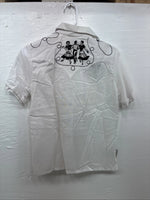 New Kids Rockmount White Black Design Short Sleeve Pearl Snap Size 34 CC-104