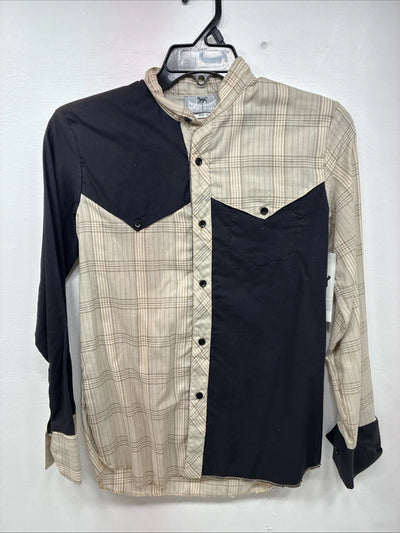 New Kids Cowboy Threads Black Yellow Plaid Long Sleeve Button Up Size 16 DD-83