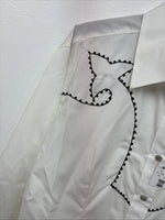 New Women’s White Horse Cream Designed Long Sleeve Pearl Snap XL DD-109