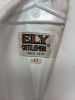 New Boys ELY Cattleman White Long Sleeve Pearl Snap Size 12 DD-110 