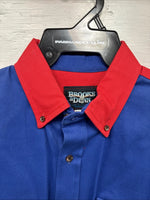 New Men’s Brooks & Dunn Blue Red Long Sleeve Button Up 16.5 X 36 Large Q-107