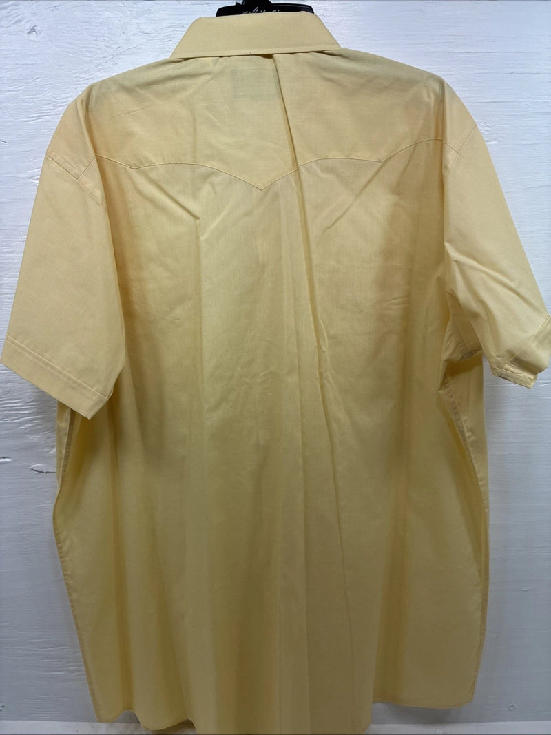 New Men’s White Horse Yellow Short Sleeve Pearl Snap 2XL F-97