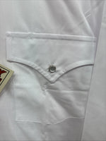 New Men’s ELY Cattleman White Western Long Sleeve Pearl Snap 18 X 35 2XL T-49
