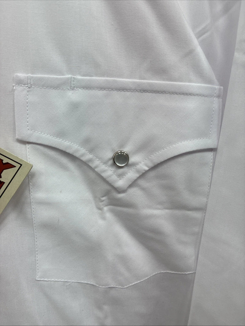 New Men’s ELY Cattleman White Western Long Sleeve Pearl Snap 18 X 35 2XL T-49