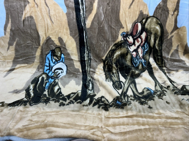 New Showman Luxury Mink Praying Cowboy Print 75”X96” Queen Blanket #805 MM-604