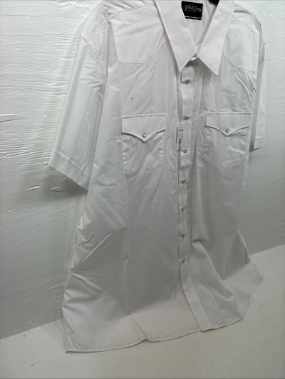 New Men’s White Horse White Short Sleeve Pearl Snap 4XL E-101