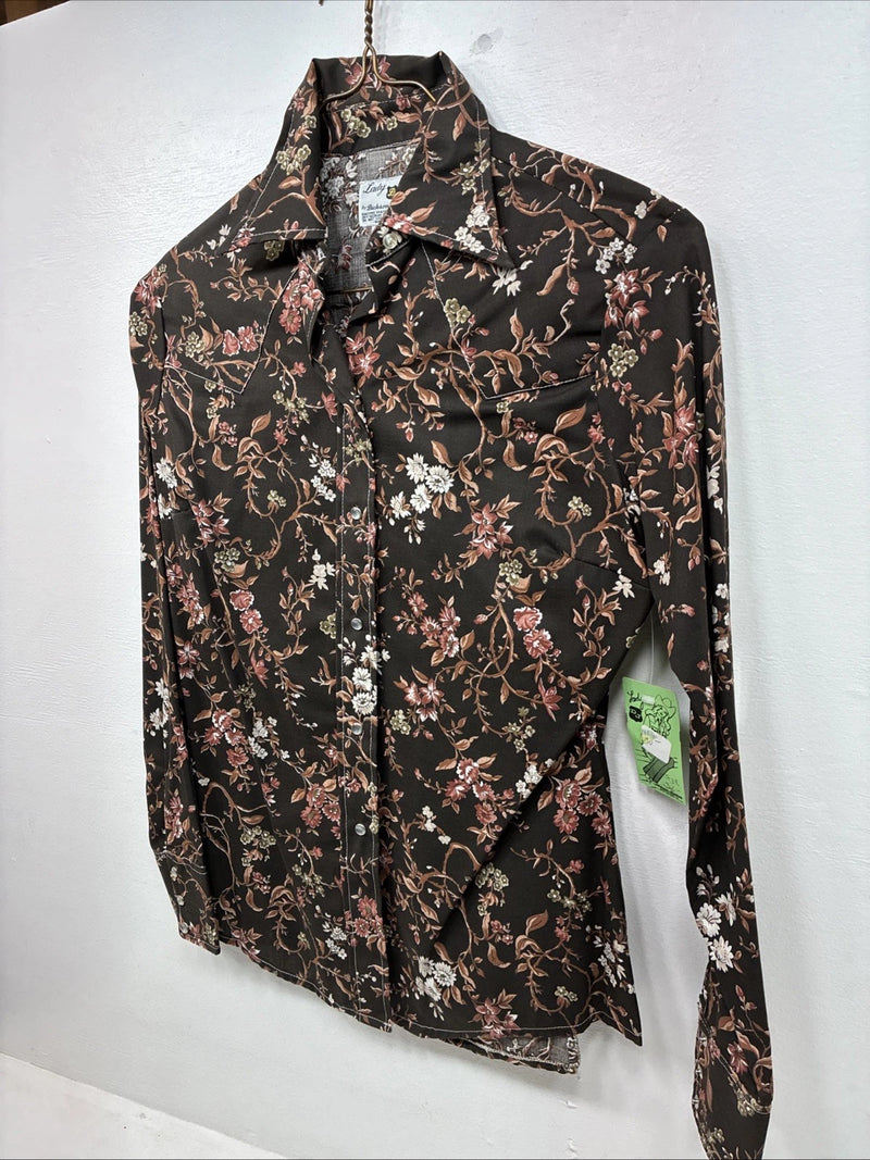 New Women’s Dickson Jenkins Floral Long Sleeve Pearl Snap Size 36 MM-49