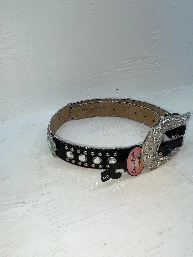 New Black Genuine Leather Blazin Roxx Silver Bling Cross S Belt #N3510401 Z-103