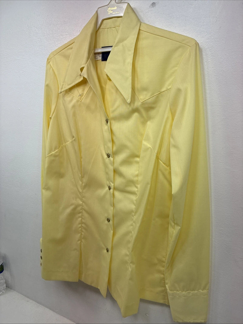 New Women’s Panhandle Slim Yellow Long Sleeve Pearl Snap 14 Medium II-82