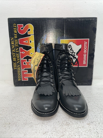 New Men’s Gray Lace Up Texas Brand Cowboy Boots. 8852 8 E E. 1-118