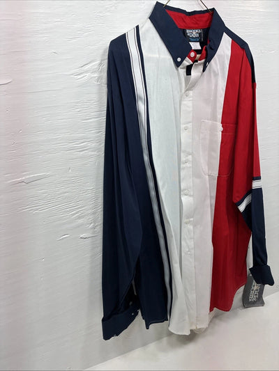 New Men’s Brooks & Dunn Red Blue White Long Sleeve Button Up 2XL H-70