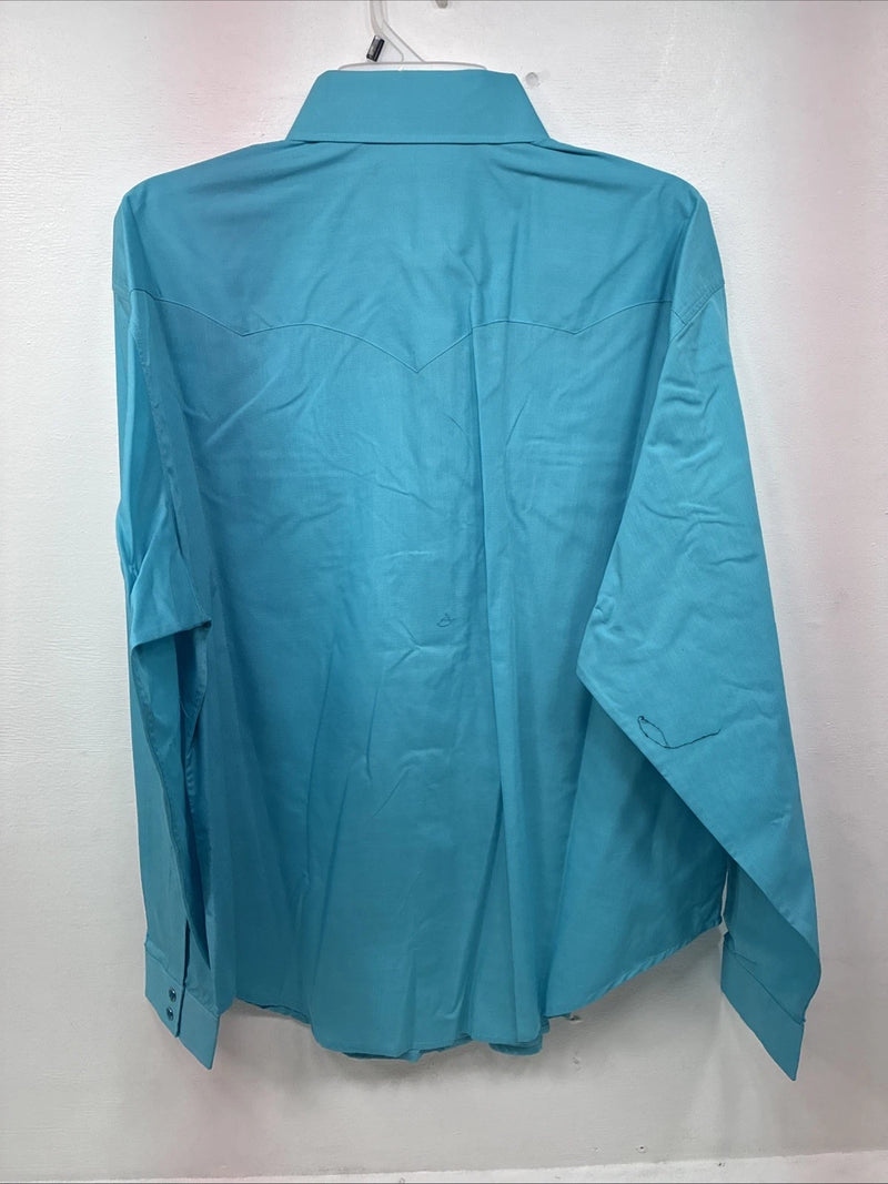 New Women’s White Horse Blue Long Sleeve Pearl Snap 2XL GG-37