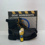 New Women’s Black Lace up Steel Toe Acme Cowboy Boots. 8075 10 M. 15-125