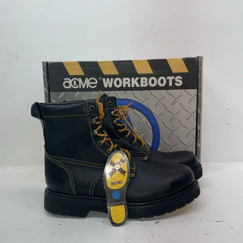 New Women’s Black Lace up Steel Toe Acme Cowboy Boots. 8075 10 M. 15-125