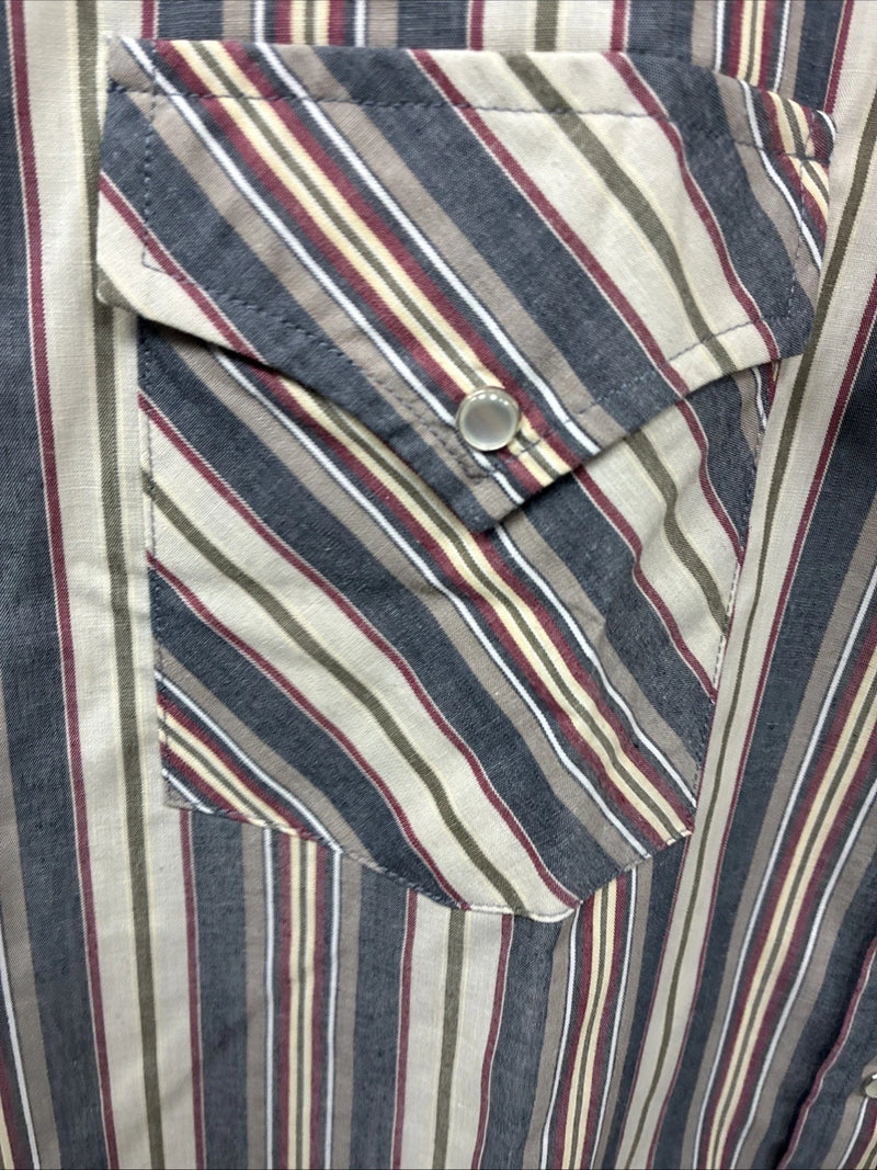 New Men’s ELY Cattleman Multicolor Stripe Short Sleeve Pearl Snap 3XL M-82
