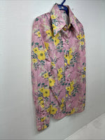 New Women’s Western Trends Pink Floral Long Sleeve Pearl Snap Size 10 MM-54