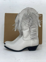 New Women’s White With Fringe Capezio Cowboy Boots. L 697 8 M. 16-66