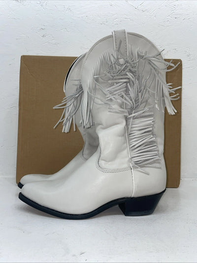 New Women’s White With Fringe Capezio Cowboy Boots. L 697 8 M. 16-66