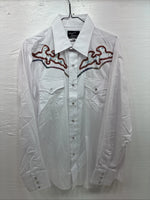 New Men’s Champion Western White Embroidered Long Sleeve Pearl Snap 17 XL T-5
