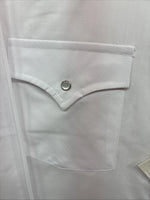 New Men’s ELY Cattleman White Simple Long Sleeve Pearl Snap 17 XL O-65