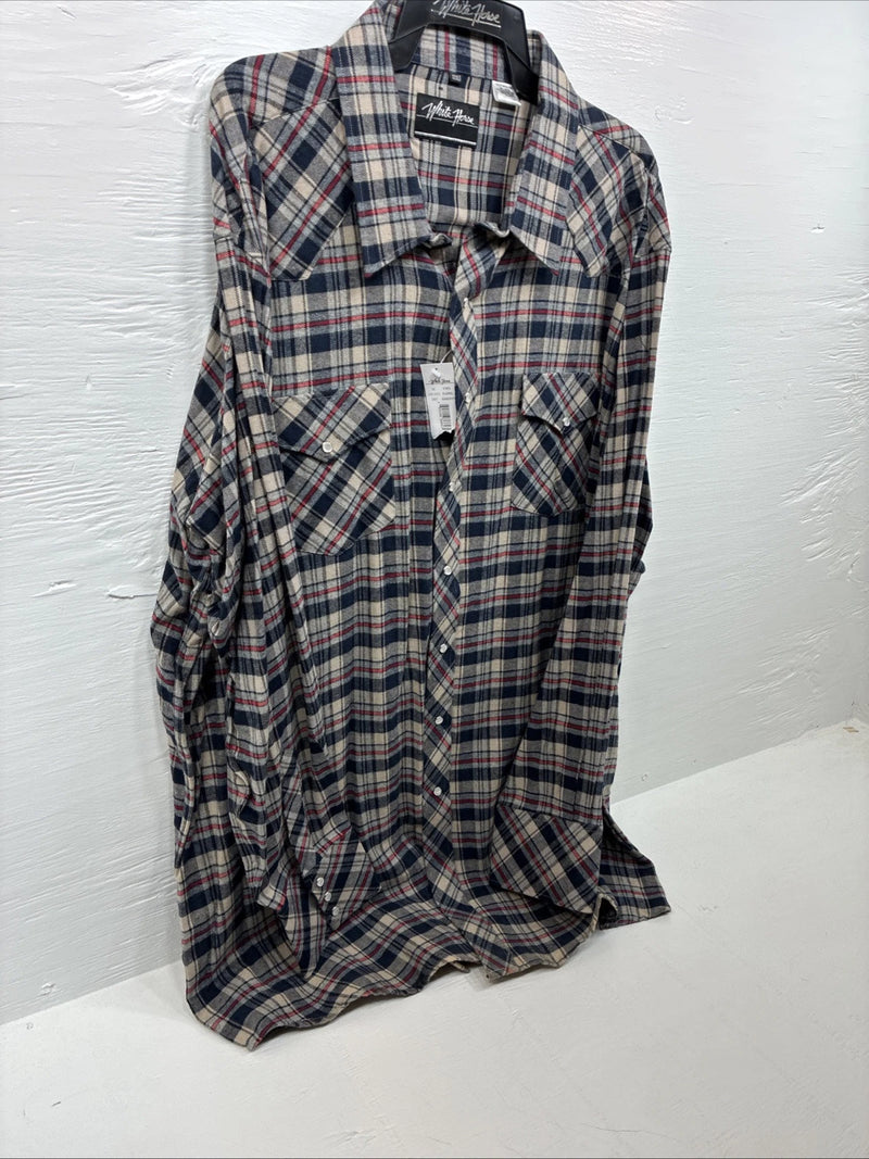New Men’s White Horse Multiple Color Long Sleeve Pearl Snap 3XL E-62