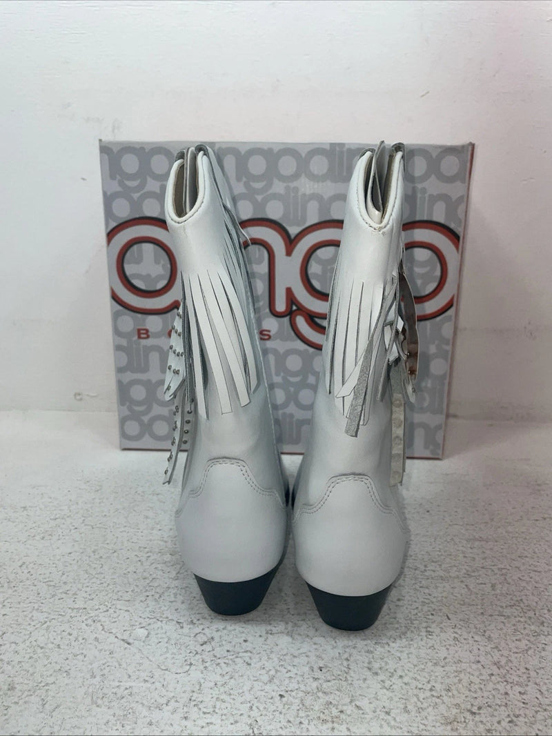 New Youth White With Fringe Dingo Cowboy Boots. C 3221 6 D. 2-147