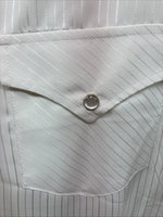 New Men’s White Horse White Stripe Design Long Sleeve Pearl Snap XL O-63