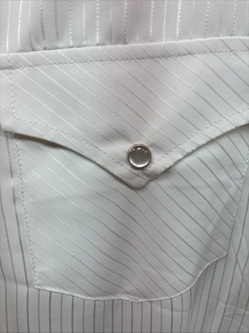 New Men’s White Horse White Stripe Design Long Sleeve Pearl Snap XL O-63