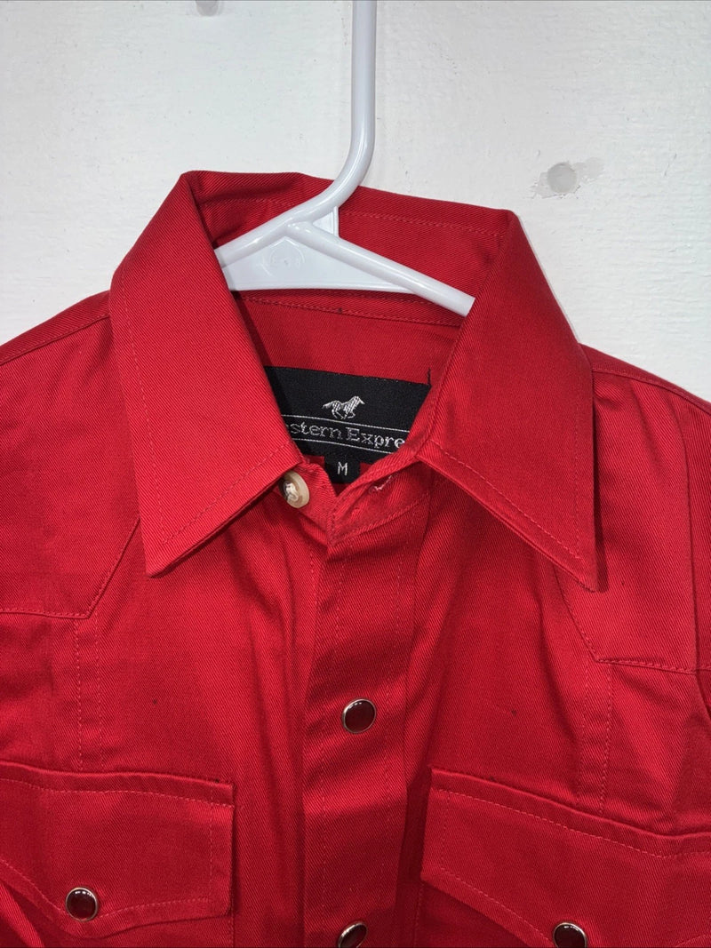 New Boys Western Express Red Long Sleeve Pearl Snap Medium DD-115