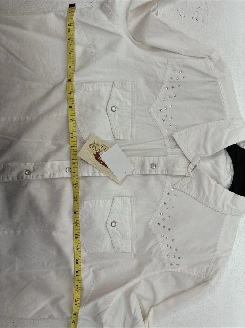 New Women’s Cumberland White Gem Long Sleeve Pearl Snap 2XL LL-82