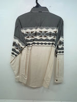 New Men’s Grey Aztec Panhandle Slim Long Sleeve Button Up Shirt S #DS3260 3B-94
