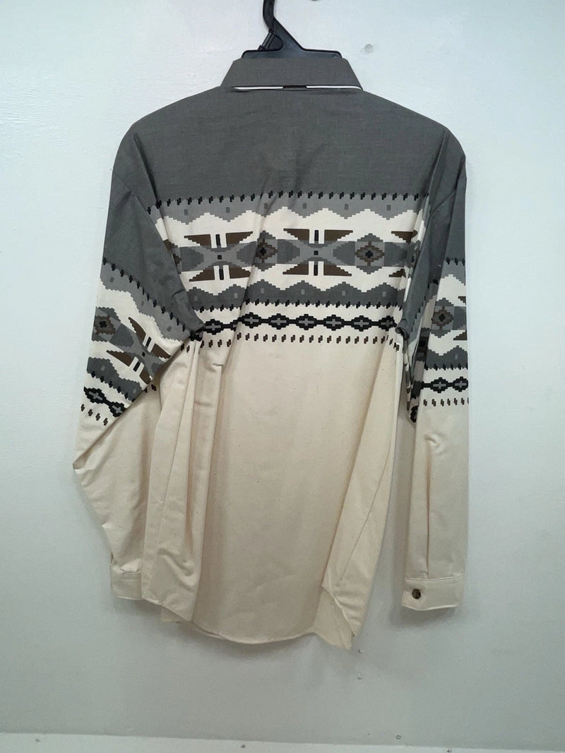 New Men’s Grey Aztec Panhandle Slim Long Sleeve Button Up Shirt S #DS3260 3B-94