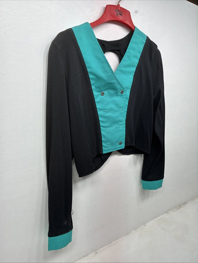 New Women’s Cowboy Threads Black Blue Long Sleeve Button Up Size Large TT-140