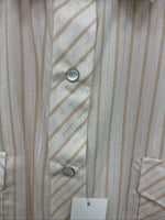 New Women’s White Horse Tan Stripe Long Sleeve Pearl Snap Medium YY-121