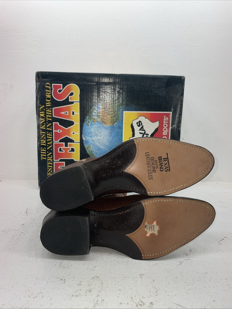 New Mens Brown Texas Brand Cowboy Boots. 7404 10 D. 7-17