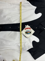 New Women’s Cumberland Black White Short Sleeve Button Up Medium YY-81