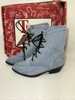 New Children’s Blue Denim Lace Up Texas Brand Cowboy Boots. 11.5 11 1/2 D. 24-89