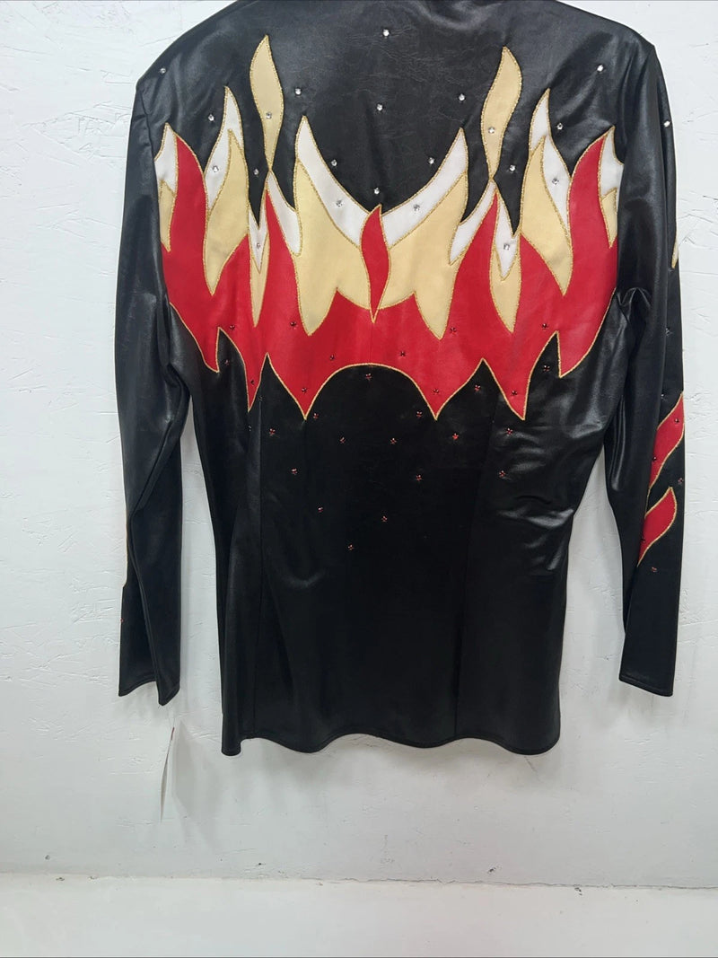 New Women’s 1849 Authentic Ranchwear Black Red Long Sleeve Show Jacket L UU-63