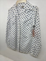 New Women’s Dickson Jenkins White Polkadot Long Sleeve Pearl Snap Size 30 KK-60