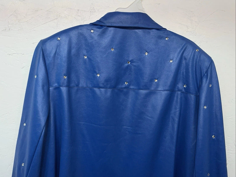 New Women’s Blue 1849 Authentic Ranchwear Long Sleeve Western Show Shirt S UU-62