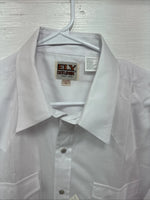 New Men’s ELY Cattleman White Long Sleeve Pearl Snap 17.5 X 35 XL CC-10