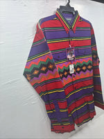 New Men’s Wrangler Multicolor Stripe Long Sleeve Button Up 17.5 X 35 XL V-58