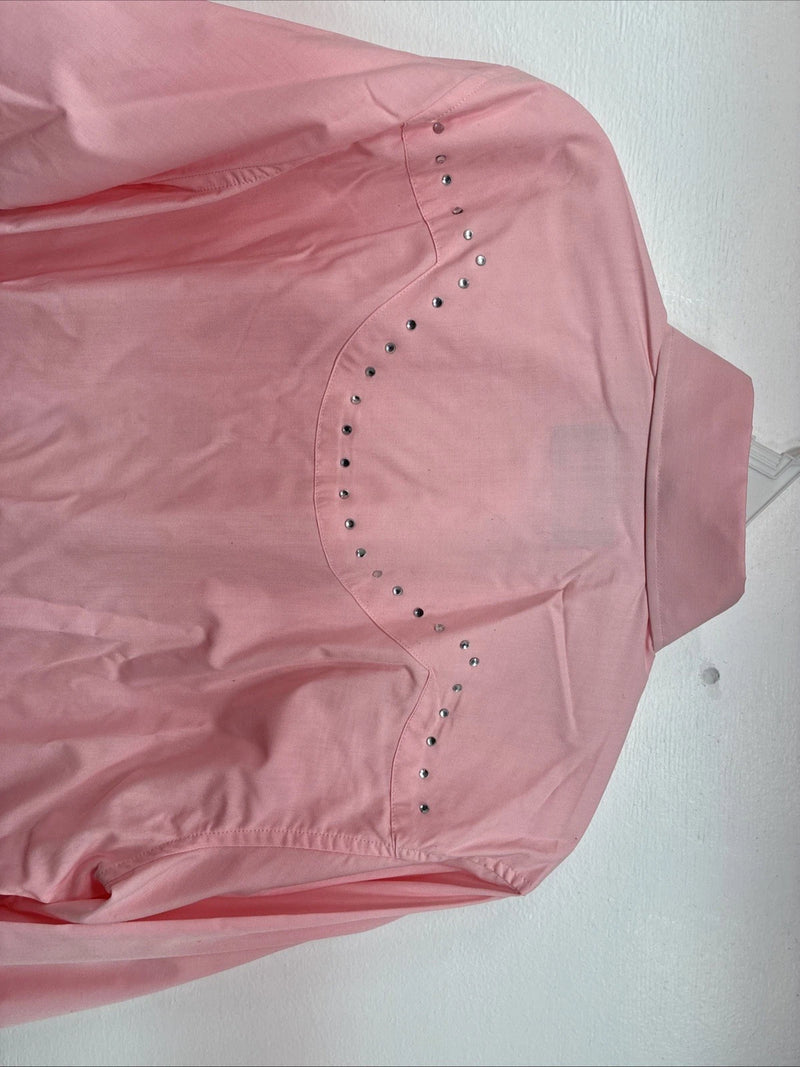 New Women’s White Horse Pink Long Sleeve Pearl Snap Small DD-99