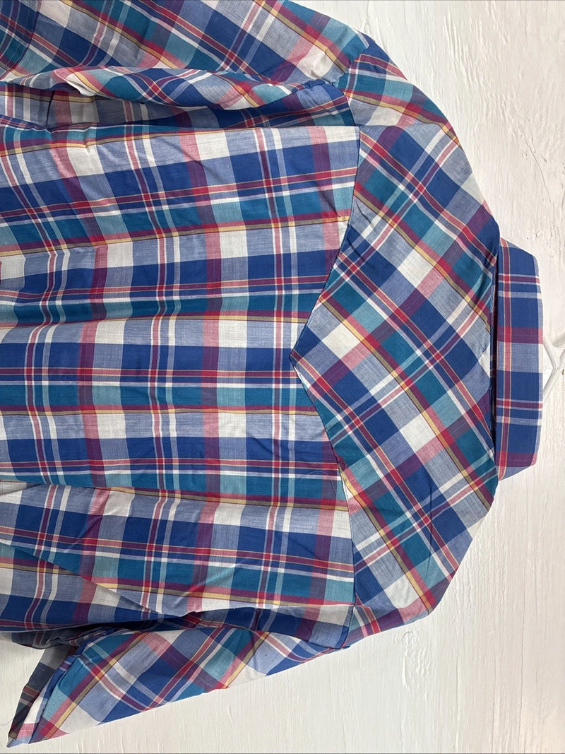 New Men’s ELY Cattleman Multicolor Plaid Short Sleeve Pearl Snap XL Short T-30