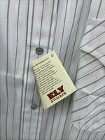 New Men’s ELY Cattleman White Stripe Long Sleeve Pearl Snap 18.5 X 35 2XL F-61